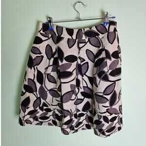 BCBGMAXAZRIA Cute Casual Lightweight Silk Blend Leaf Print Skirt Size 6